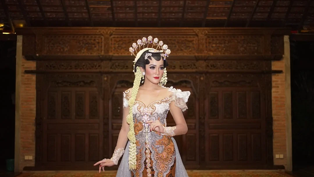 Indonesian Traditional Motif Cultural Pattern Wedding Dress