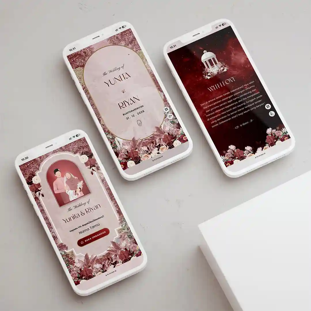 Tema undangan digital Velvet Garden (tanpa foto)